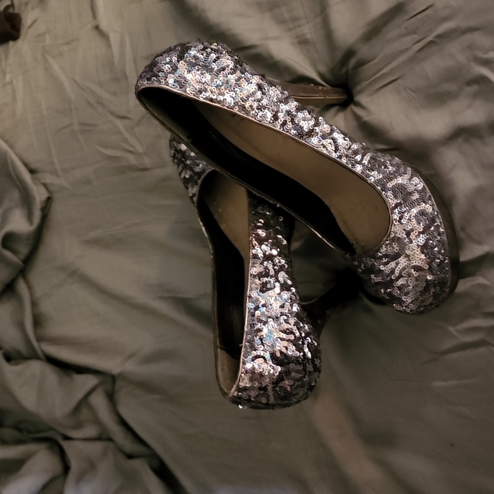 sequin sparkle heels
